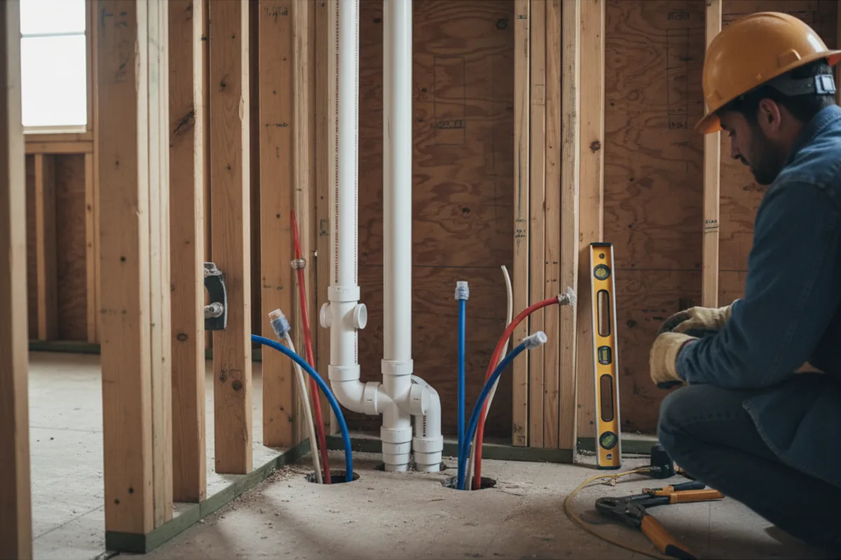 Drain and supply rough-in during Garbage Disposal Repair in Cabin John
