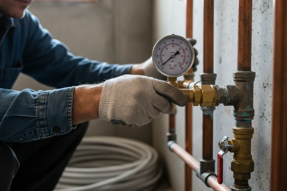 Pressure testing a repaired line during Water Line Repair in Cabin John
